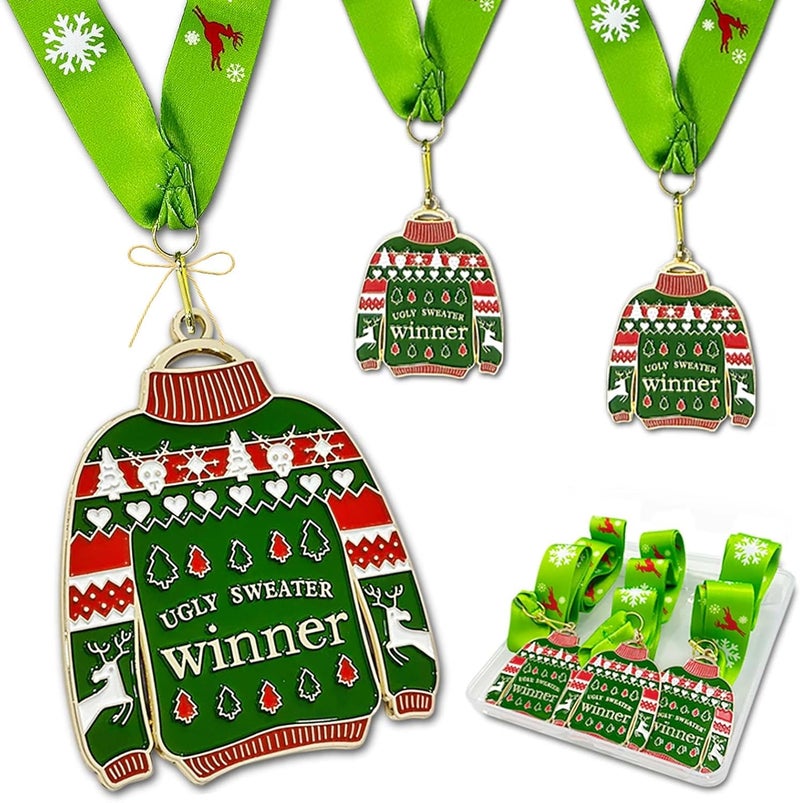 BSTWM 3 Pcs Christmas Sweater Medal Ugly Sweater Medal That Christmas Party Decoration Medal for Ugly Sweater Contest Winners - Image 1
